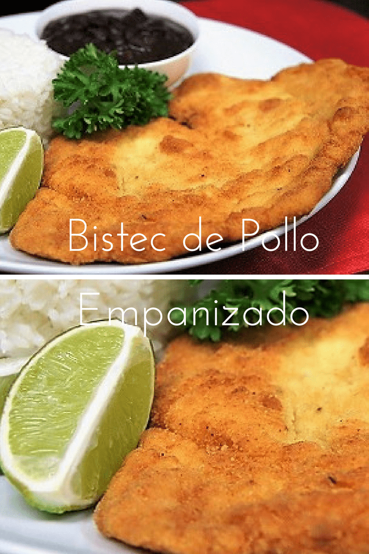 This is a Cuban classic! Breaded Chicken Steak, called Bistec de Pollo Empanizado in Spanish. #breadedchickensteak, #chicken #Cubanfood #Cubanrecipes #dinner