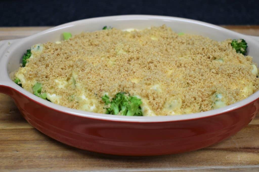 Broccoli Cheese Casserole Covered with Breadcrumbs