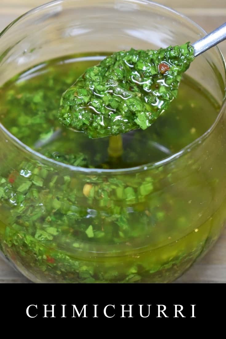 Chimichurri is a sauce typically served with grilled meat. It’s a simple combination of parsley, olive oil, vinegar and spices that makes a wonderful addition to steaks, chicken and pork. #chimichurri #condiments #sauces #grilledmeat #parillada