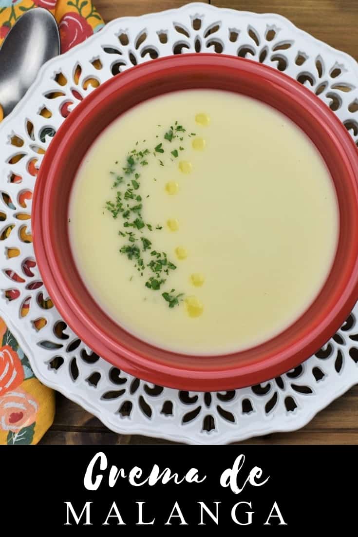 Crema de Malanga is a thick, creamy soup, made creamy more by the texture of the Malanga than actual cream. Easy to make using simple ingredients, this soup is a delicious way to try something different. #cremademalanga #malanga #Cubanrecipes