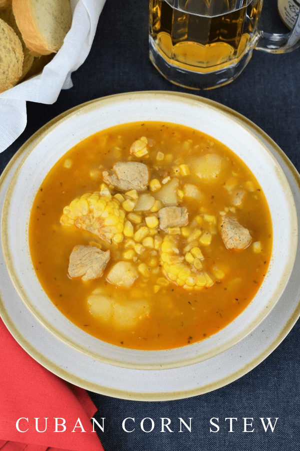 This is a Cuban Corn Stew called Guiso de Maiz in Spanish. It’s a traditional Cuban dish, and like most Cuban recipes this stew is made from easy to find, affordable ingredients. Made with pork stew meat, corn, potatoes and spices, this stew is perfect for tight budgets and hungry appetites. #Cubancornstew #guisodemaiz #stew #corn #Cubanfood #Cubanrecipes