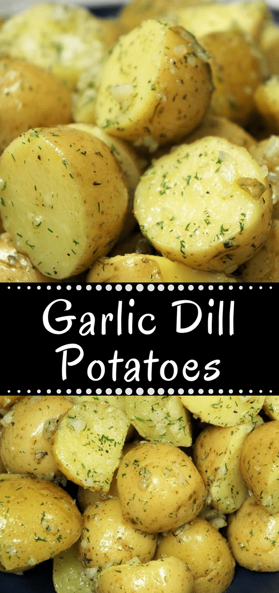 These Garlic Dill Potatoes are easy to make, and easy on the budget. This recipe requires just a few ingredients and it’s quick to make; a perfect side dish for busy weeknights. Pair the garlic dill potatoes with chicken, pork or beef for a simple and delicious side dish. #garlicdillpotatoes #potatoes #sidedishes #sides #easysides