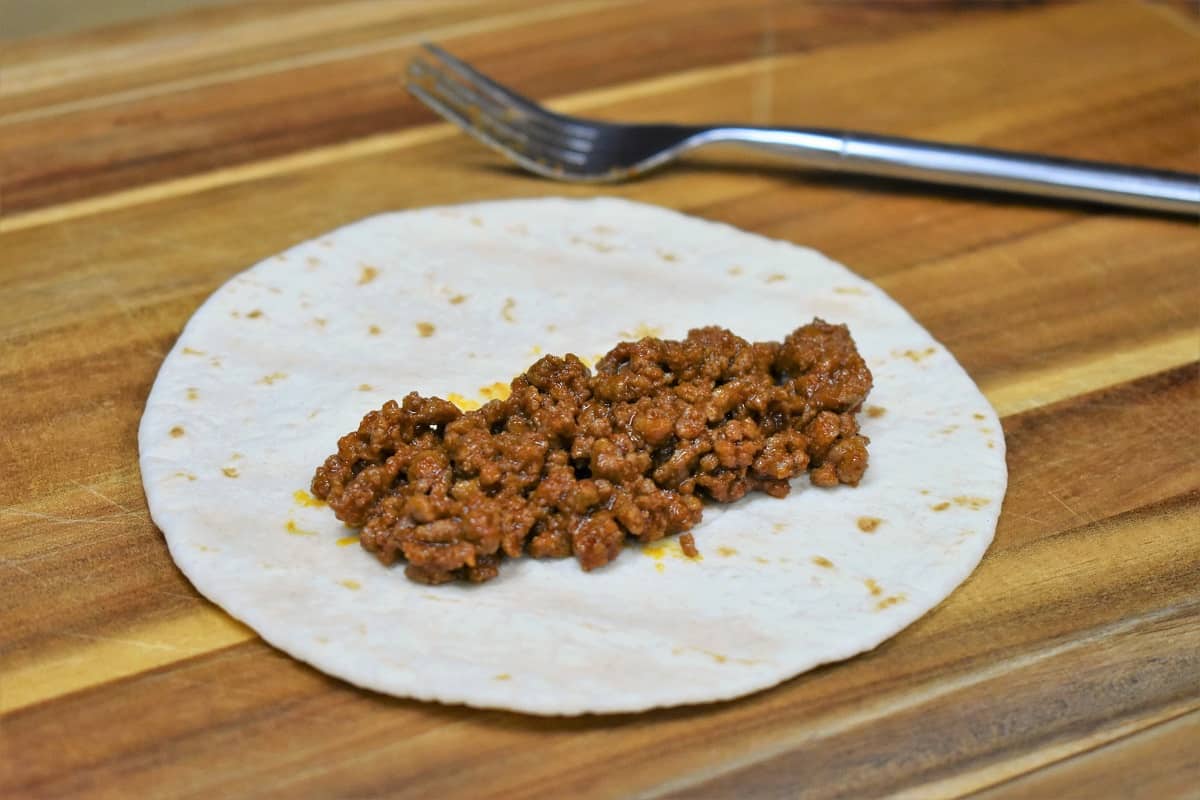 Ground Beef on Flour Tortilla