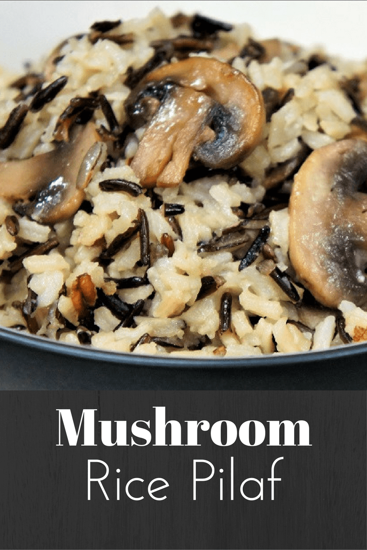 If you are looking for a nice rice side dish, this mushroom wild rice pilaf is just the thing. Long grain white rice, wild rice and sautéed mushrooms combine to make a delicious side dish. Pair this rice pilaf with chicken, fish, or pork chops and add a side of steamed veggies for a great meal. #mushroomricepilaf #mushrooms #wildrice #rice #sides #sidedishes