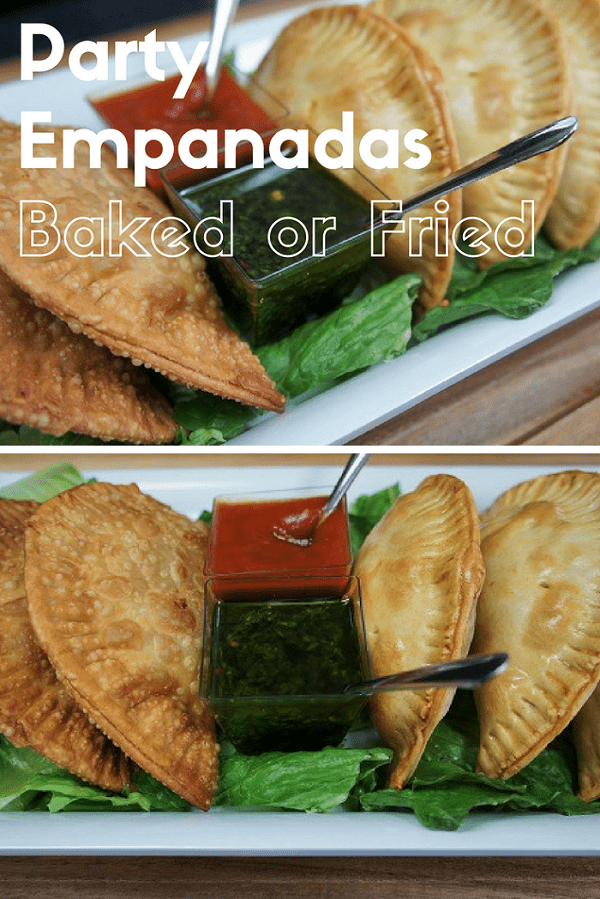 These party empanadas are stuffed with lean ground turkey, vegetables and spices. They’re small, making them perfect for parties. This recipe includes instructions for both frying and baking the empanadas, they’re delicious either way. #partyempanadas #empanadas #Cubanfood #partyfood #appetizers