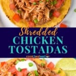 shredded chicken tostada pin