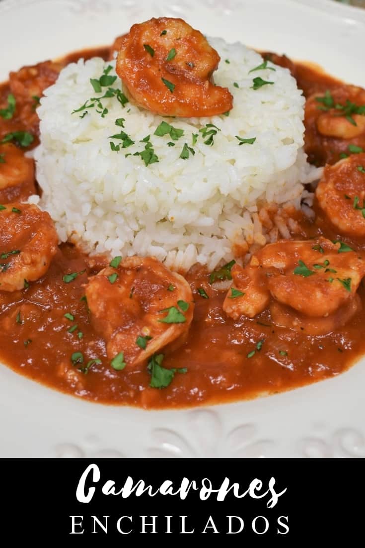 Saucy and a little bit spicy, camarones enchilados is a Cuban dish similar to a shrimp creole. Camarones enchilados translates roughly to spicy shrimp. The sauce comes together quickly and you can make it as hot as you like, just add more or less hot sauce. #camaronesenchilados #spicyshrimp #shrimp #Cubanfood #Cubanrecipes