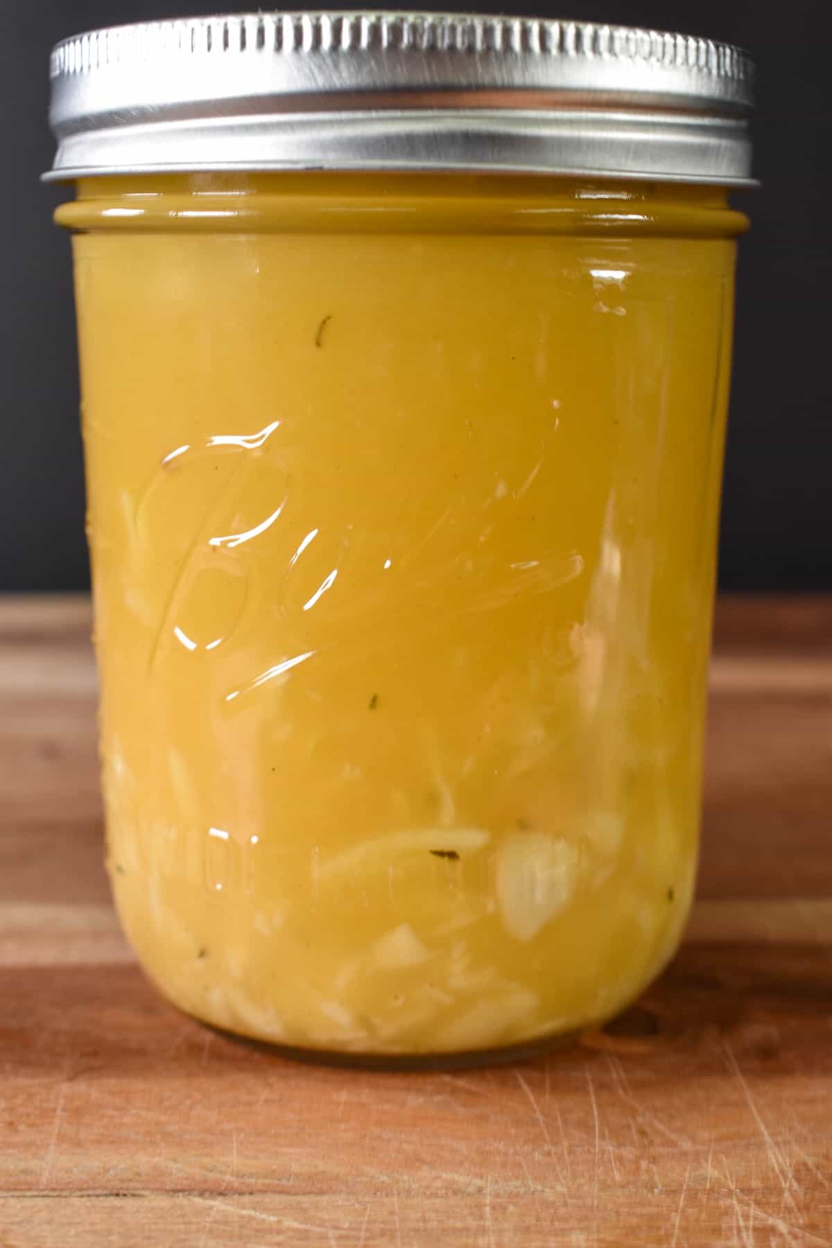 Mojo marinade in a canning jar.