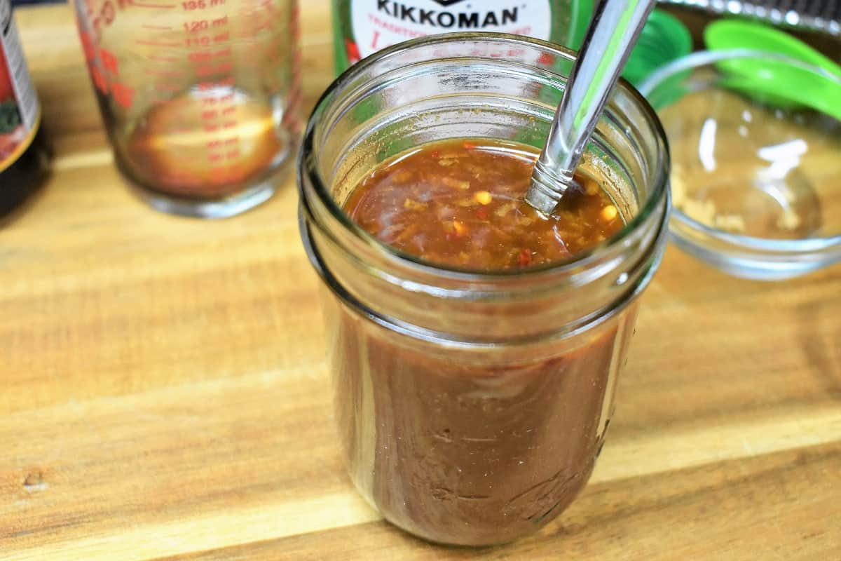 Stir fry sauce in a small jar