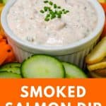 Salmon Dip served in a white crock.