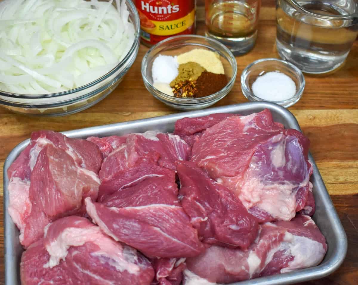 The prepped ingredients displayed on a wood cutting board.