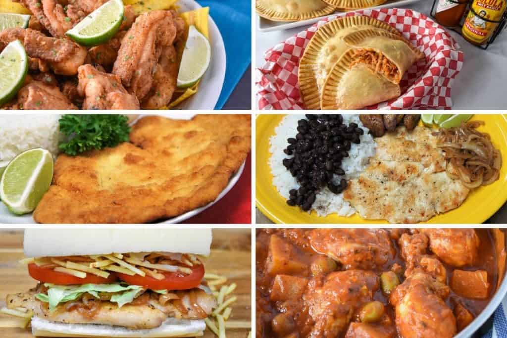 A collage of six Cuban chicken recipes.