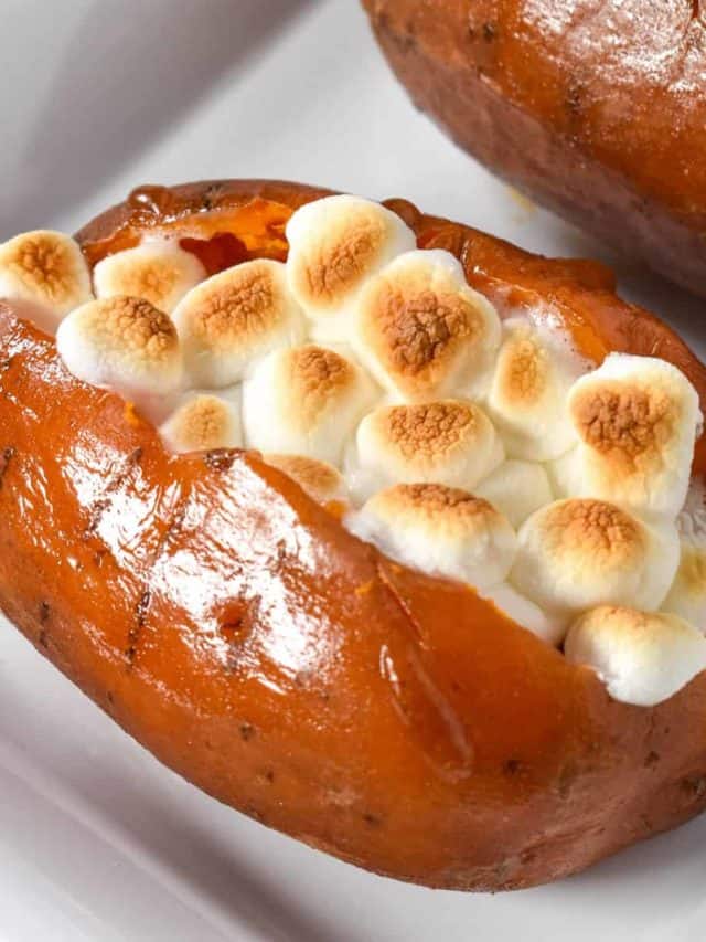 Baked Sweet Potatoes with Marshmallows Cook2eatwell