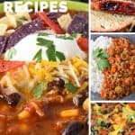 A collage of four images displaying different ground turkey recipes.