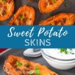 Two images of the baked sweet potato skins.