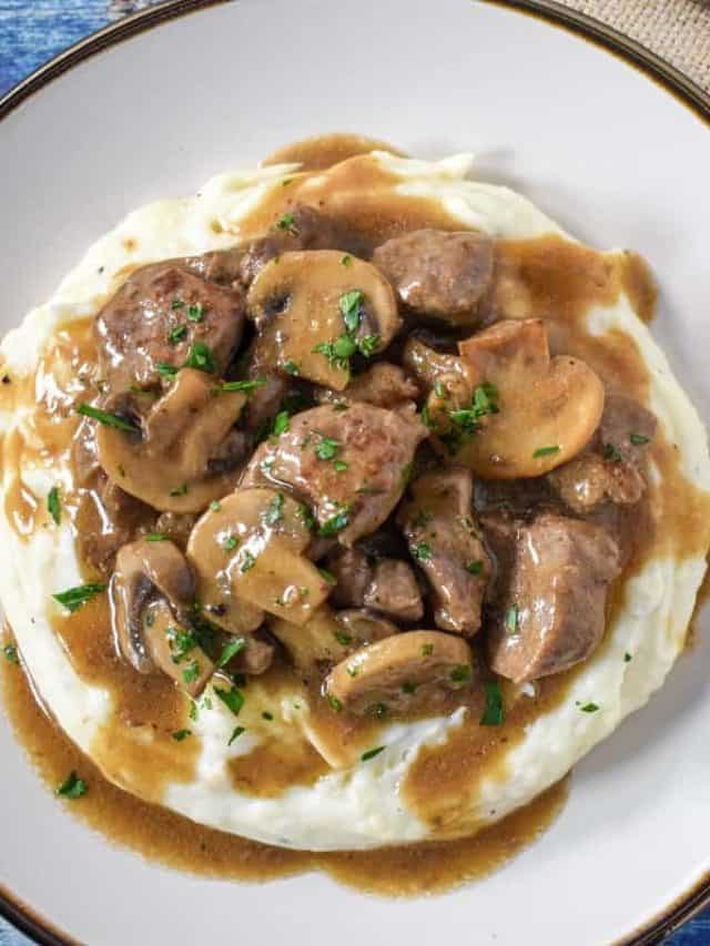 Beef Tips with Mushroom Gravy Cook2eatwell